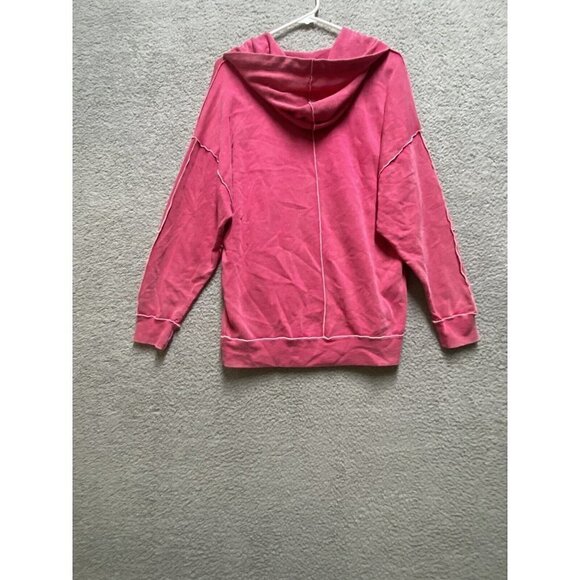 Womens Seamed Front Hooded Sweatshirt Pocket Magenta Pink Wild Fable S - Picture 2 of 6